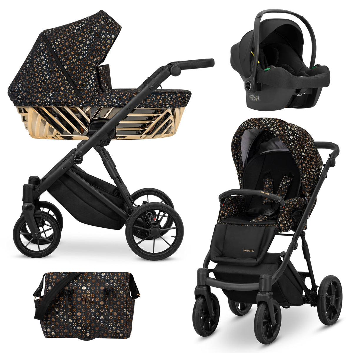 Kunert Ivento Glam 3-in-1 Stroller – Black Style – image 1