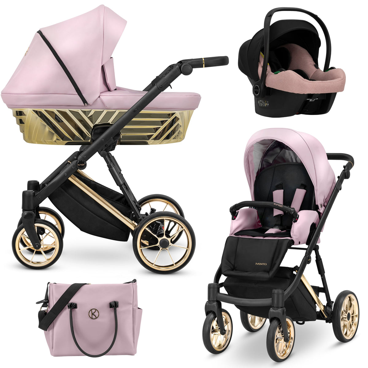 Kunert Ivento Glam Premium 3-in-1 Stroller – Eco Pink Metalic – image 1
