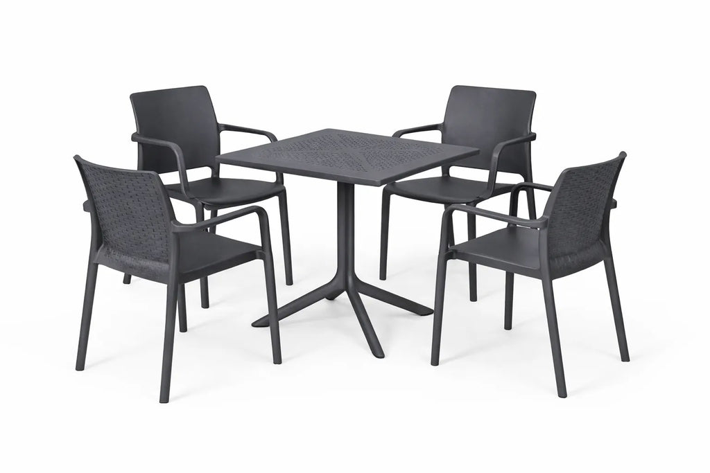 Kunert Garden furniture set MIAMI: table 80x80 + 4 chairs – graphite