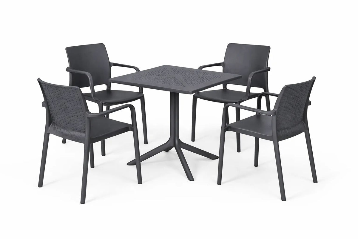 Kunert Garden furniture set MIAMI: table 80x80 + 4 chairs – graphite