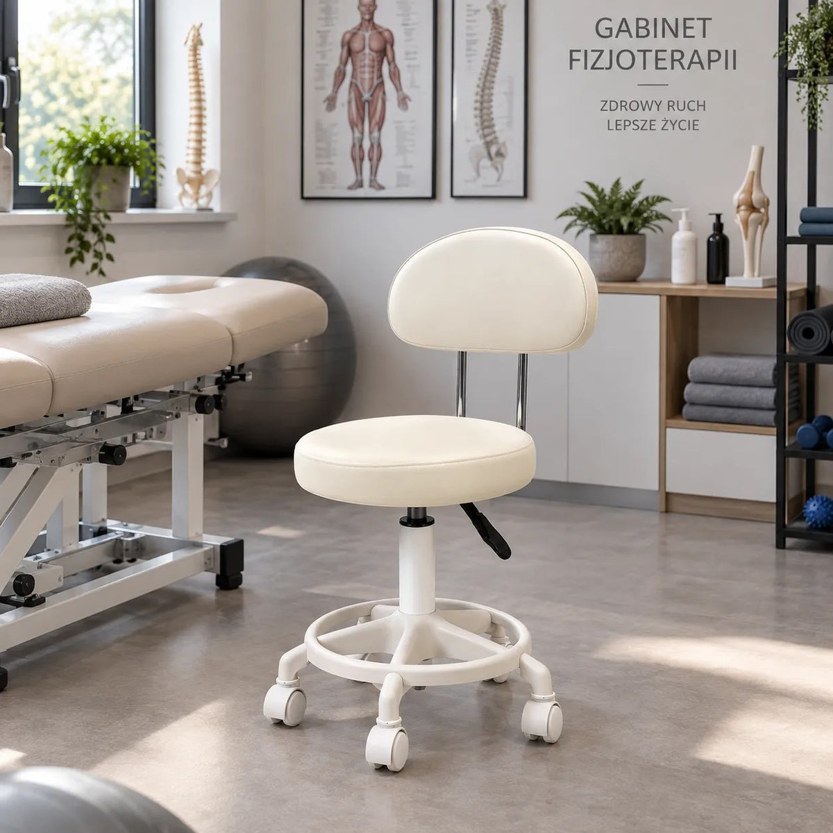 Kunert Beauty stool Bella with backrest, swivel – white - photo 8
