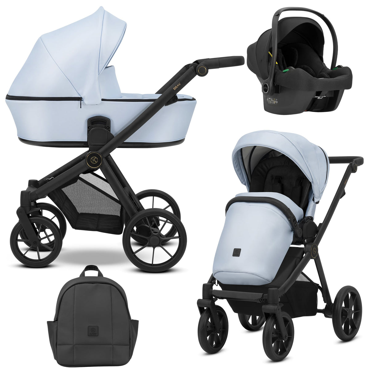 Kunert Brav 3-in-1 Stroller – Baby Blue Eco – image 1
