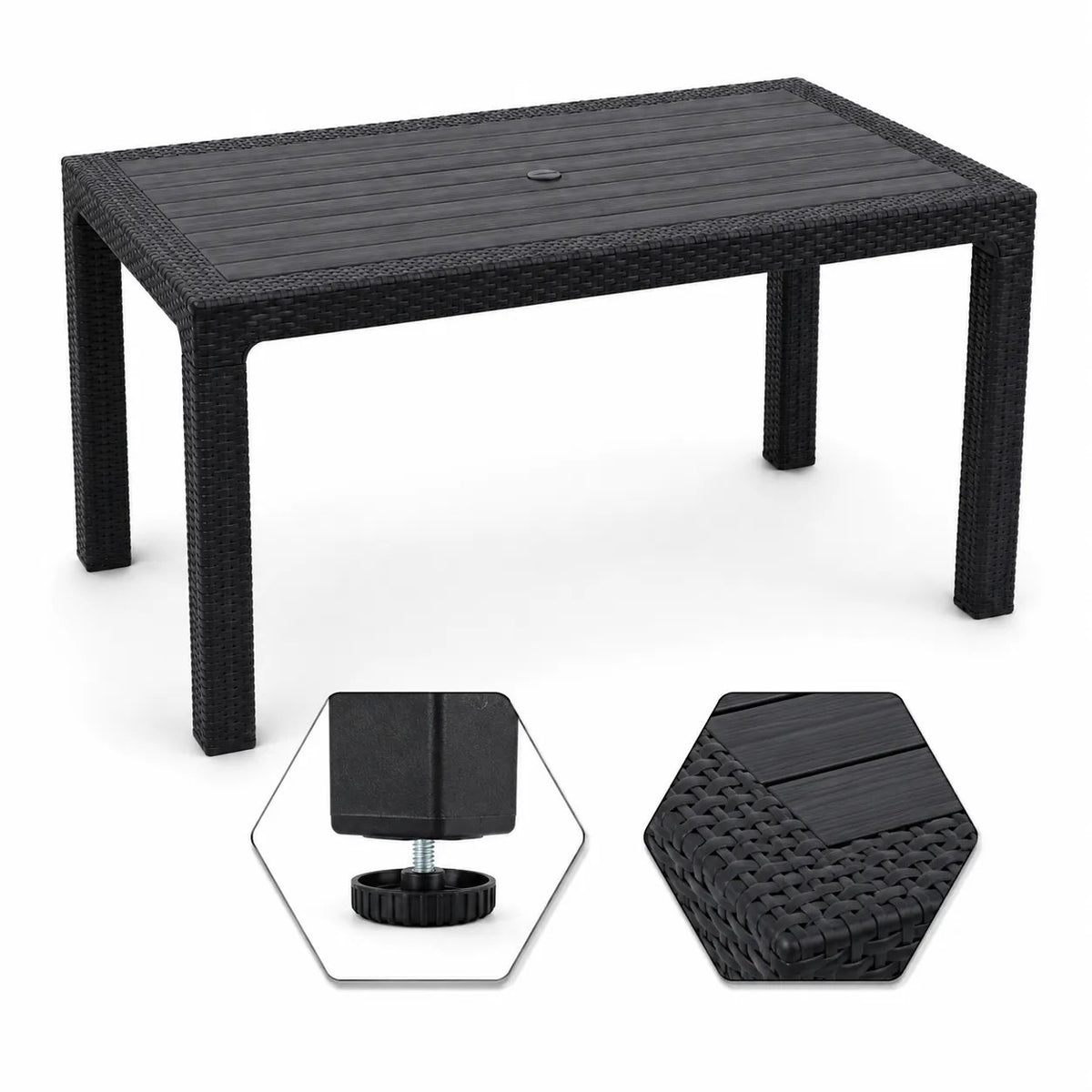 Kunert Garden table Adler 140x80 cm, rattan look – graphite
