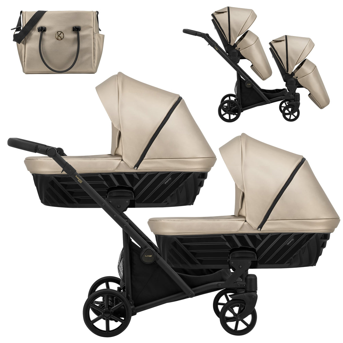Kunert Ivento Duo 2-in-1 Twin Stroller – Eco Cappucino Metalic – image 2