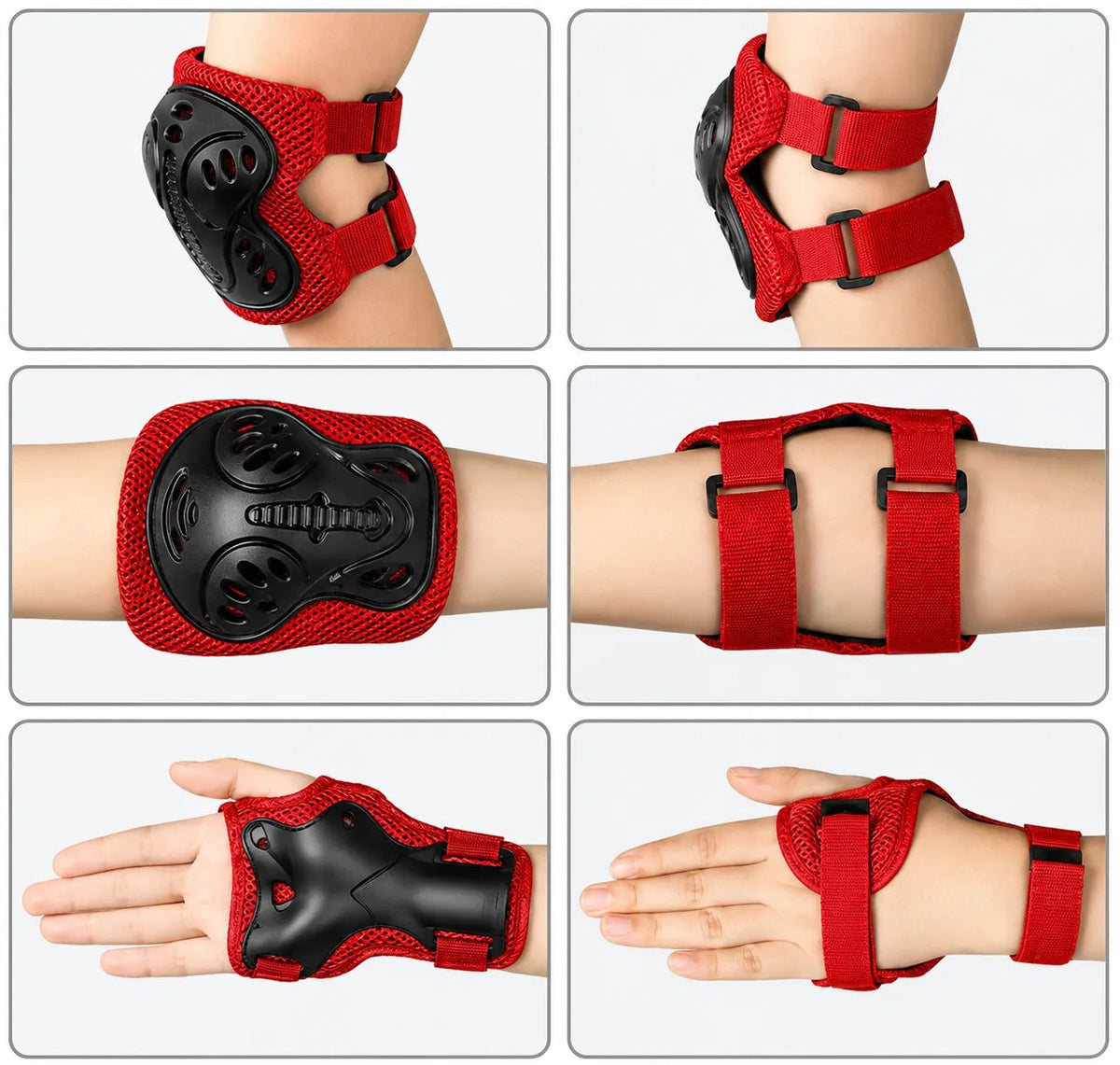 Kunert Kids protective gear set Tomi 2, 6-piece: knee, elbow and wrist guards – black-red - photo 8
