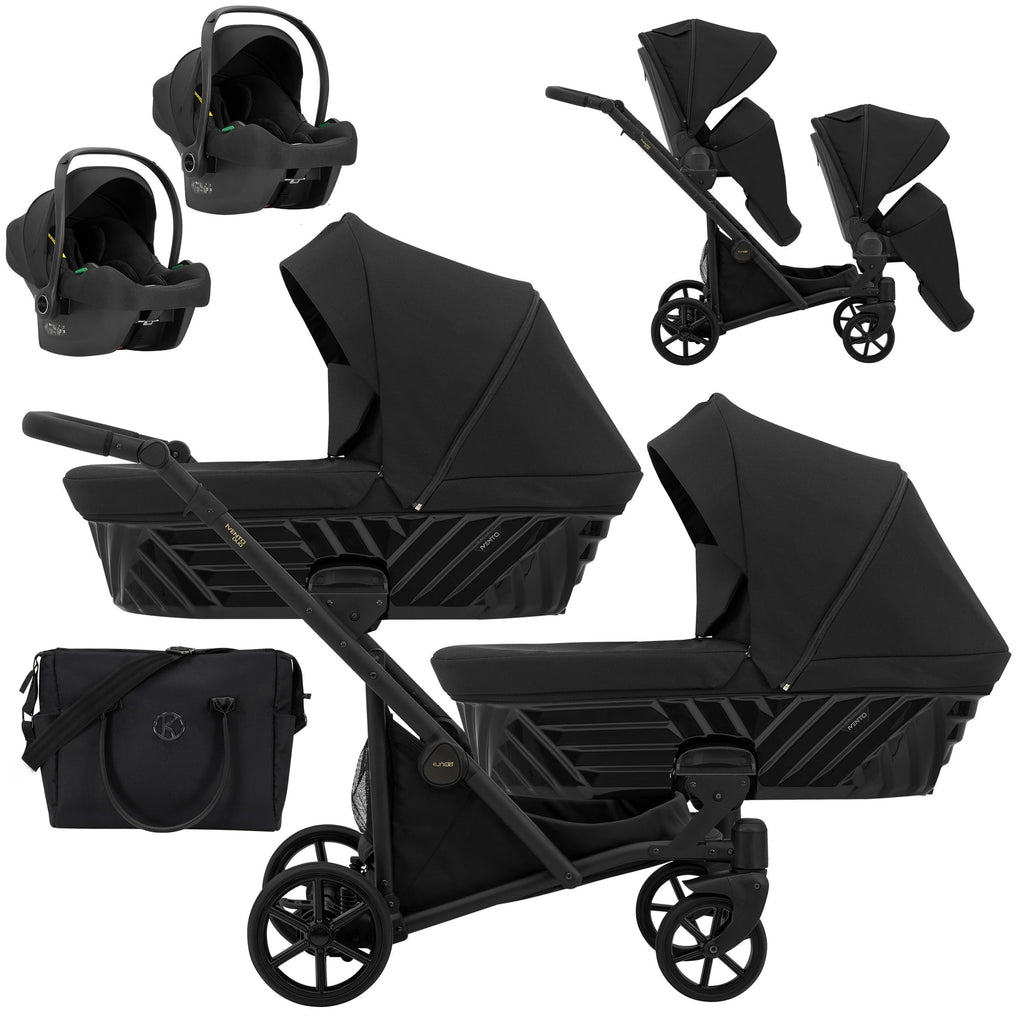 Kunert Ivento Duo 3-in-1 Twin Stroller – Deep Black – image 1