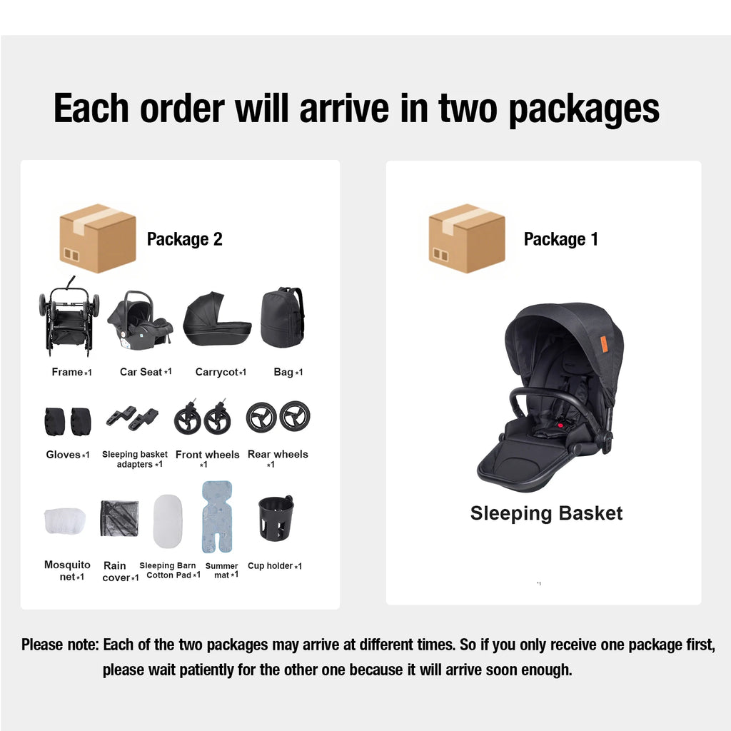 3 in 1 Bassinet Stroller Convertible Sit and Lie Foldable Design Reversible Stroller Baby Pushchair with Carrycot Shock Absorbing Wheels Adjustable Handle Storage Basket Five Point Harness for Parent Facing and World Facing T