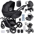 3 in 1 Bassinet Stroller Convertible Sit and Lie Foldable Design Reversible Stroller Baby Pushchair with Carrycot Shock Absorbing Wheels Adjustable Handle Storage Basket Five Point Harness for Parent Facing and World Facing T