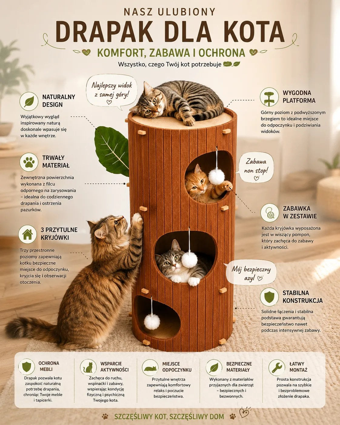Kunert Cat scratching post Rocky tree trunk with 3 caves - photo 7