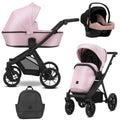 Wózek dziecięcy Kunert Brav 3w1 - czarna rama - kolor: Baby Pink Eco