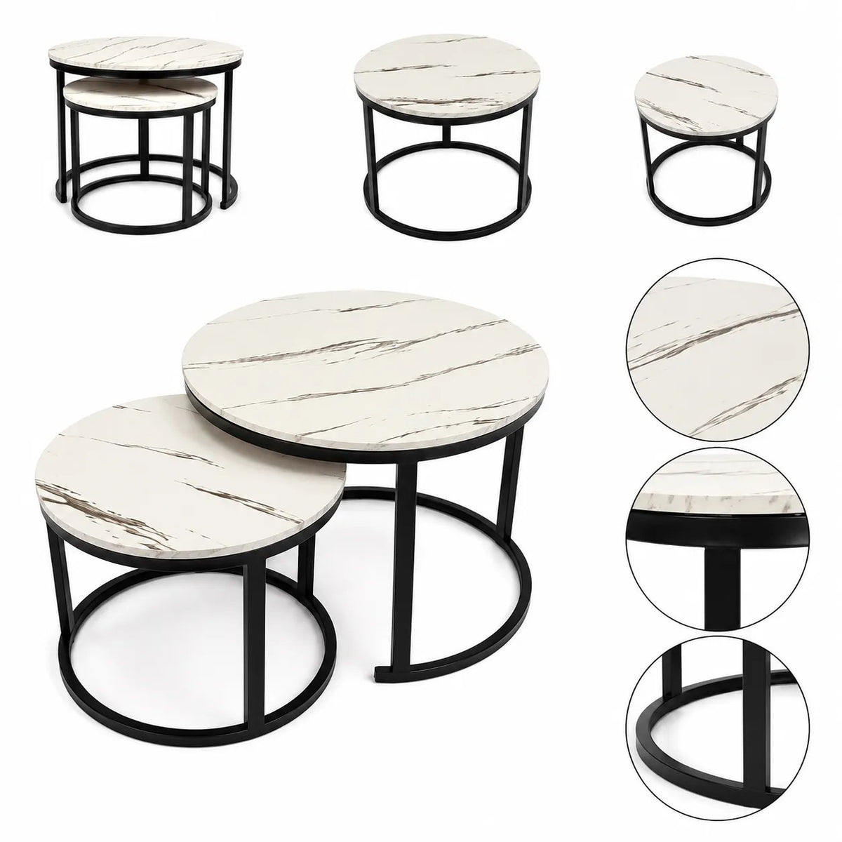 Kunert Coffee table set Alpine, 2 nesting tables, marble look