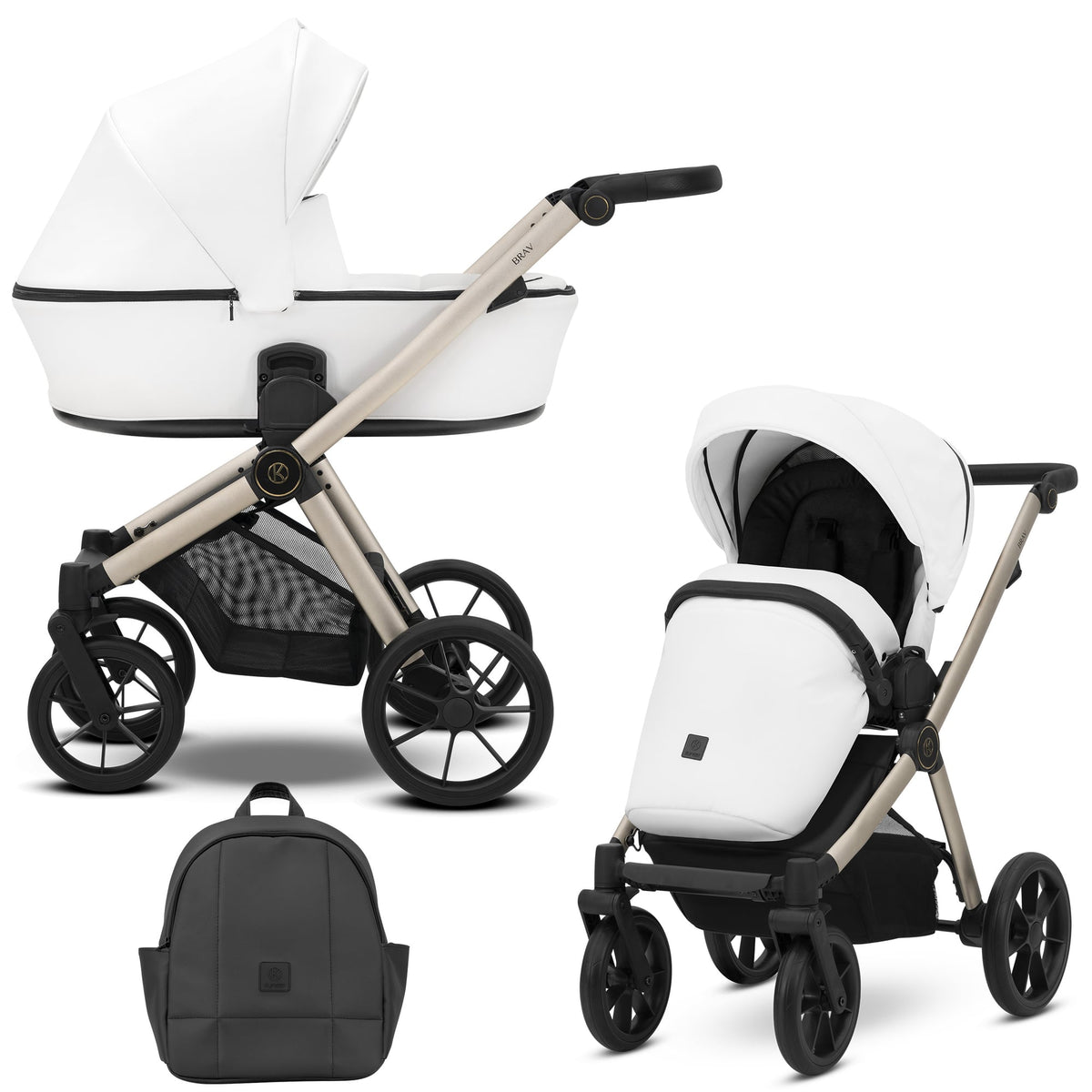 Kunert Brav 2-in-1 Stroller – White Eco – image 1