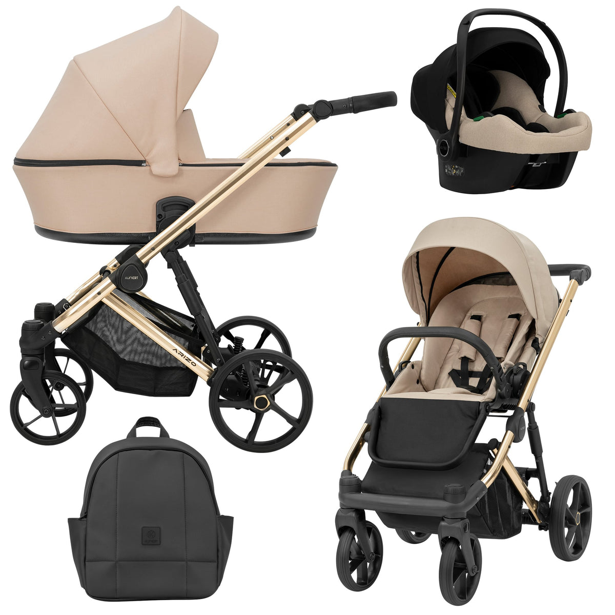 Wózek dziecięcy Kunert Arizo Premium 3w1 - złota rama - kolor: Cream