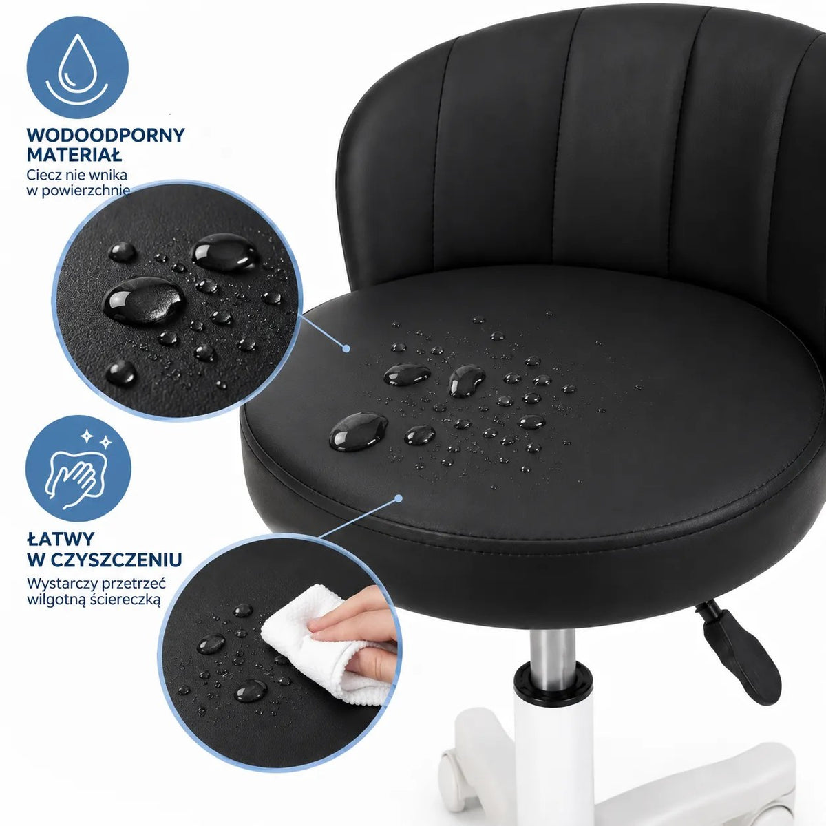 Kunert Beauty stool Aurea with backrest, height-adjustable – black - photo 5