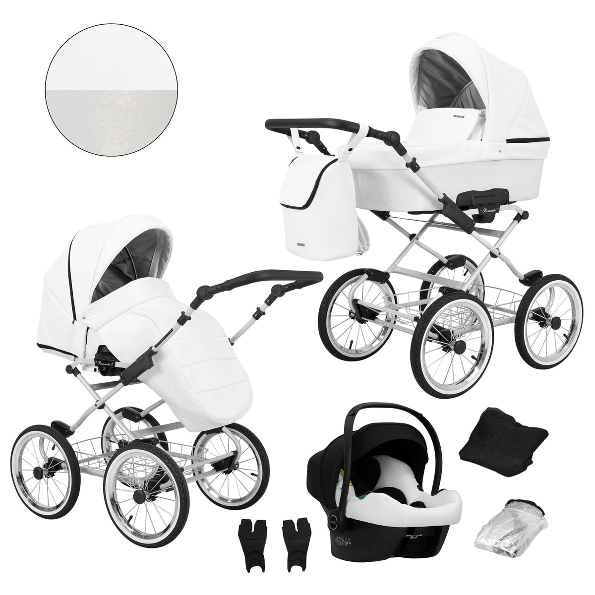 Kunert Romantic 3-in-1 Stroller – White Eco – image 1