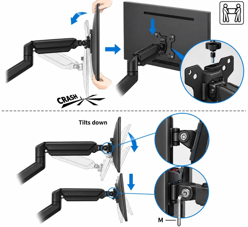 Kunert Dual-monitor desk mount for two 17–32" screens - photo 3