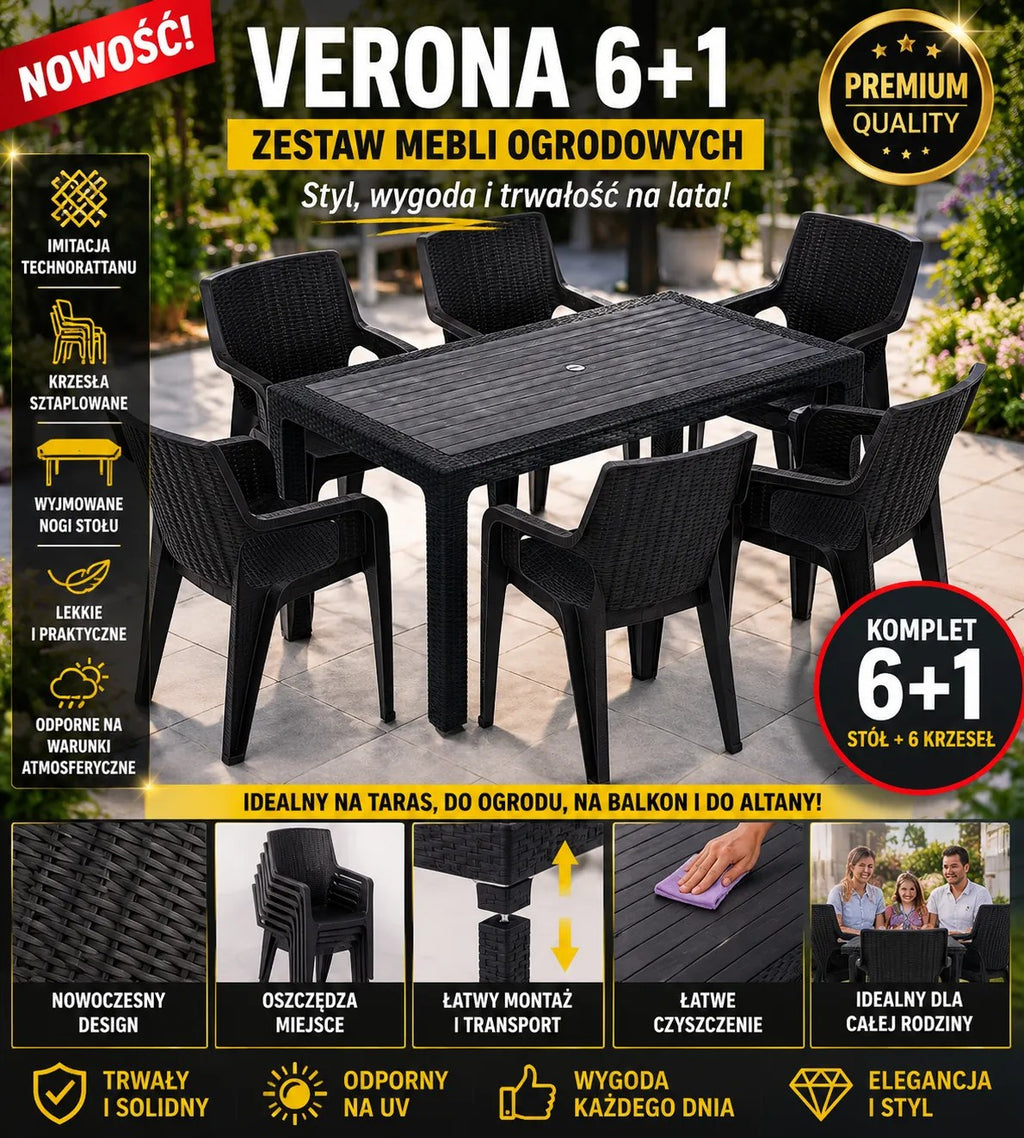 Kunert Garden furniture set Solo 6+1: table + 6 chairs, rattan look – graphite - photo 7