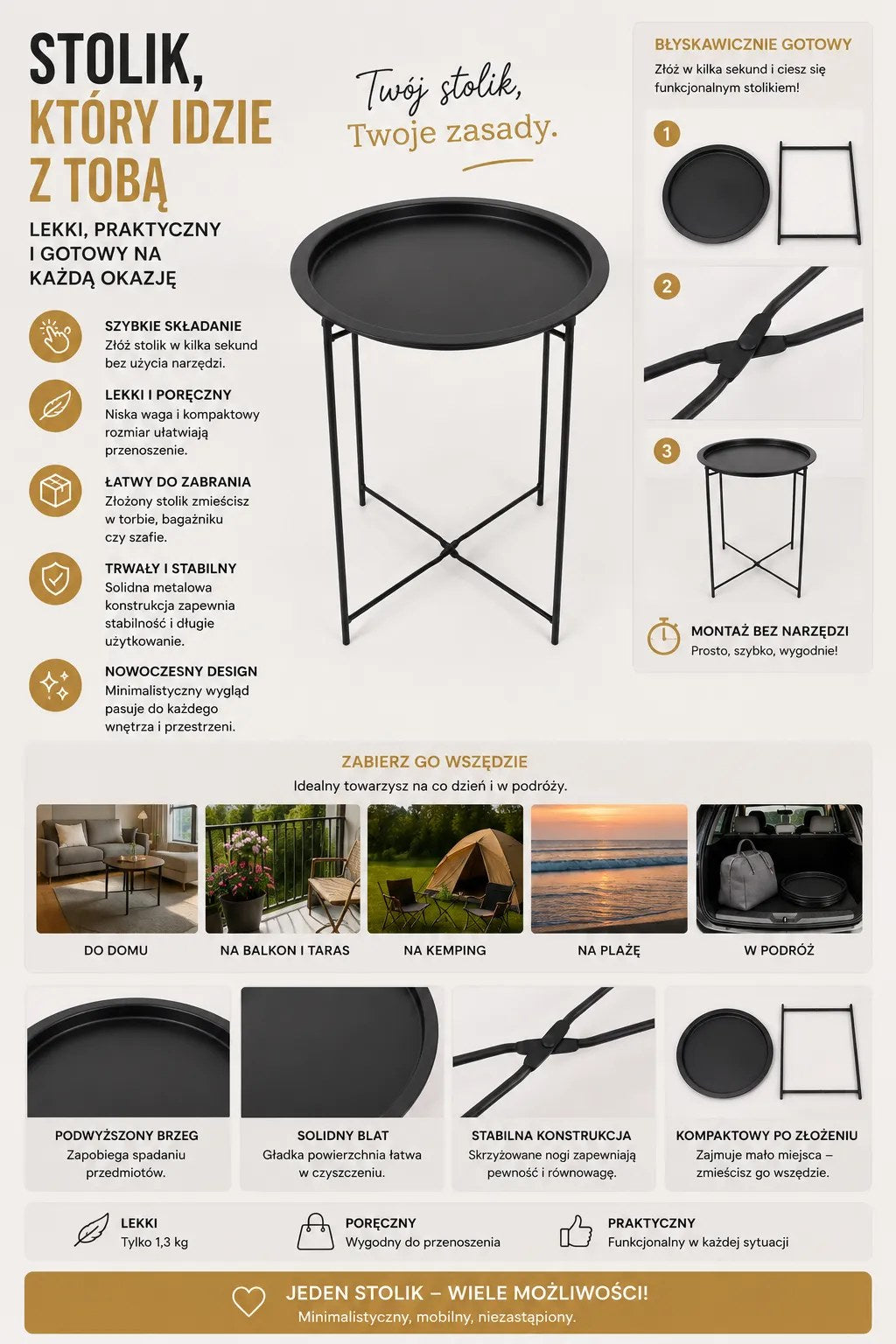 Kunert Loft side table Fina with removable tray - photo 8