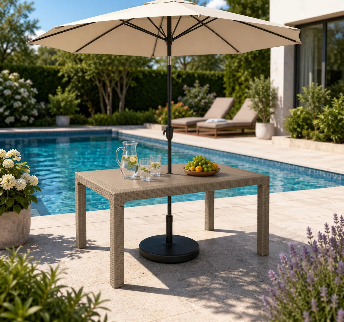Kunert Garden furniture set Adler: table 140x80 cm + 6 chairs, rattan look – cappuccino - photo 10