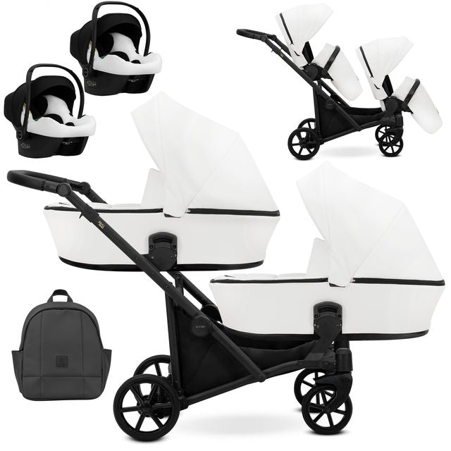 Kunert Brav Duo 3-in-1 Twin Stroller – White Eco – image 1