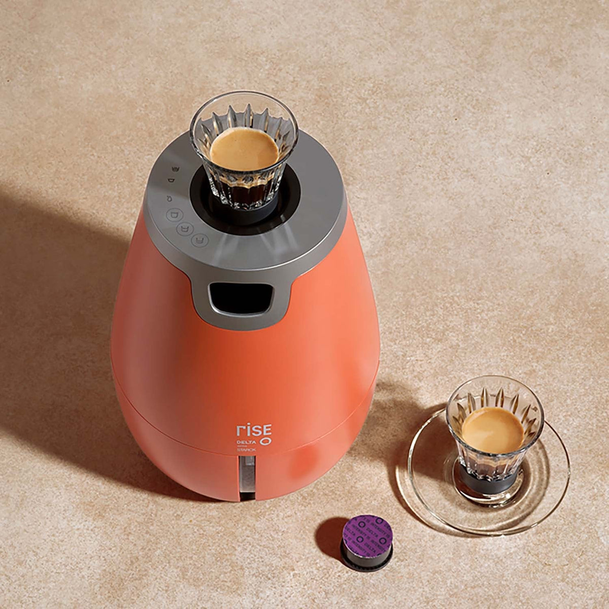 Delta Q Rise Capsule Coffee Machine with 4 Cups and Saucers – Orange - photo 8
