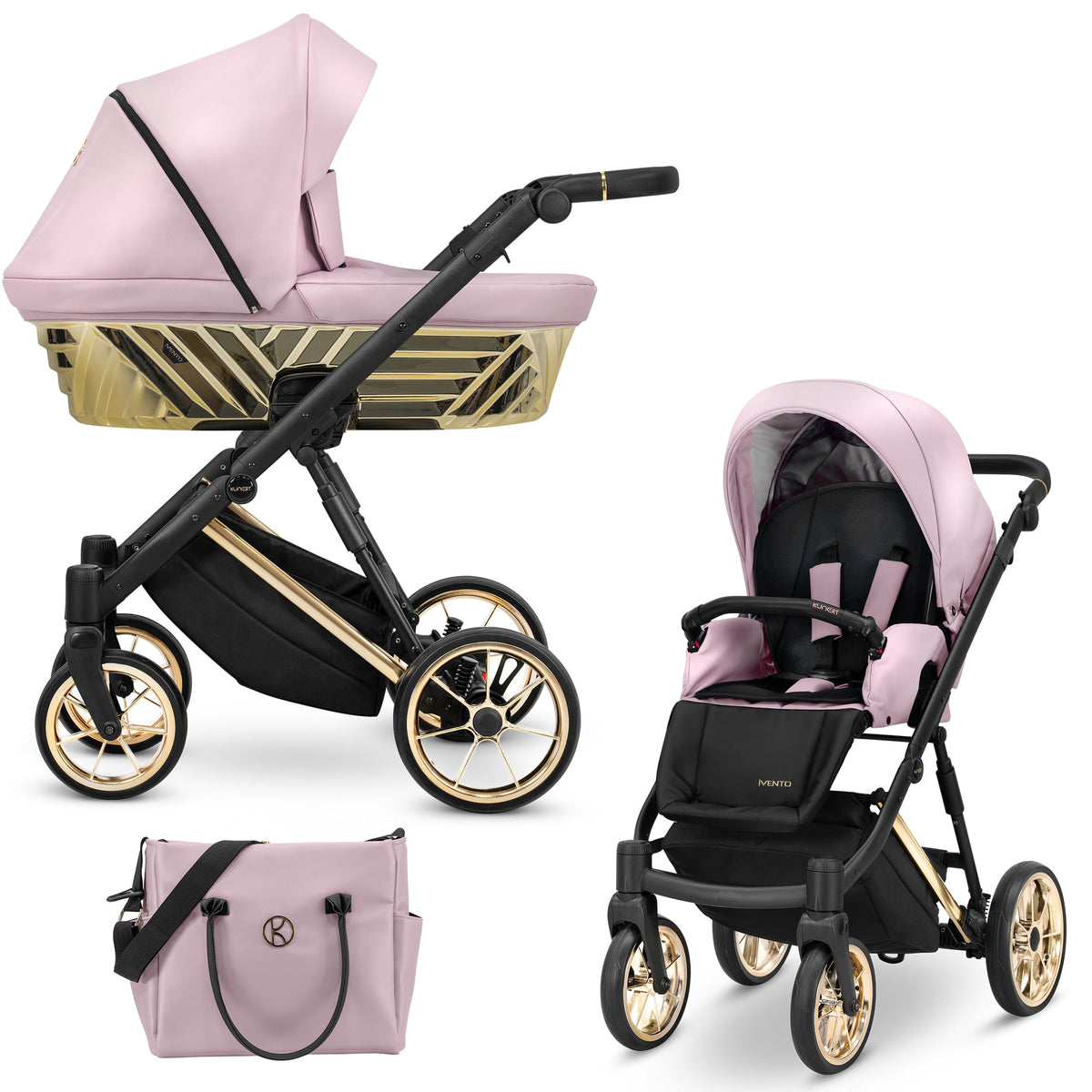 Kunert Ivento Glam Premium 2-in-1 Stroller – Eco Pink Metalic – image 1