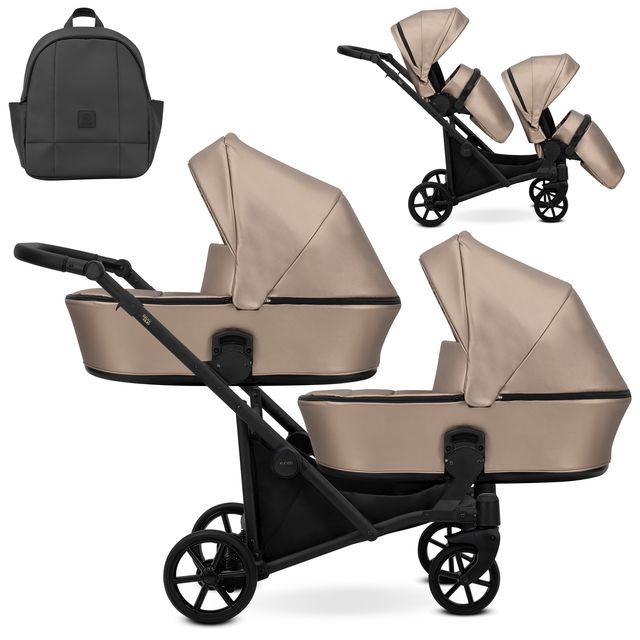 Kunert Brav Duo 2-in-1 Twin Stroller – Cappuccino Eco – image 1