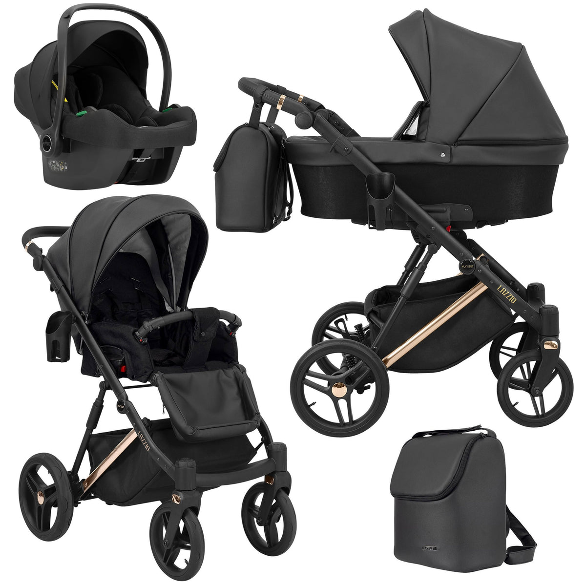 Kunert Lazzio Premium 3-in-1 Stroller – Black Eco – image 1