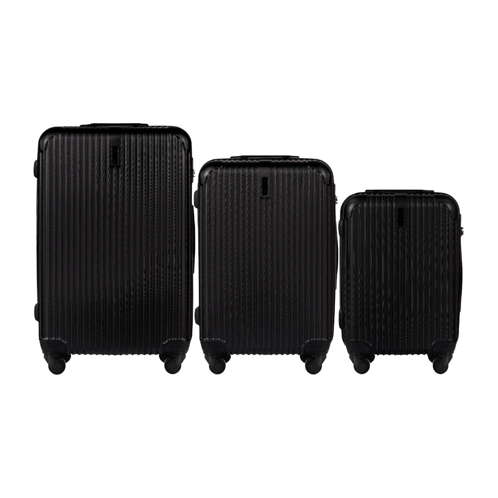 Wings Egret 3-Piece Hard Shell Suitcase Set – Black