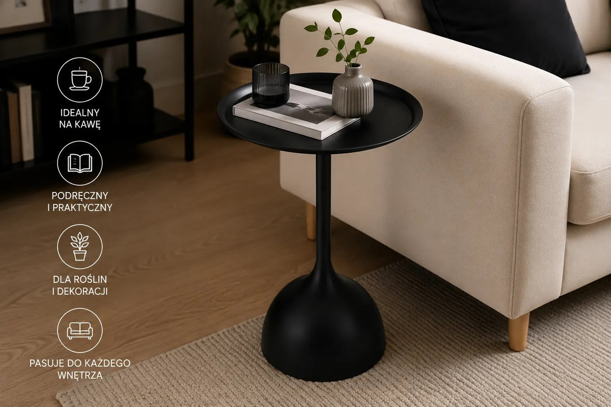 Kunert Round side table Vito, black metal - photo 6