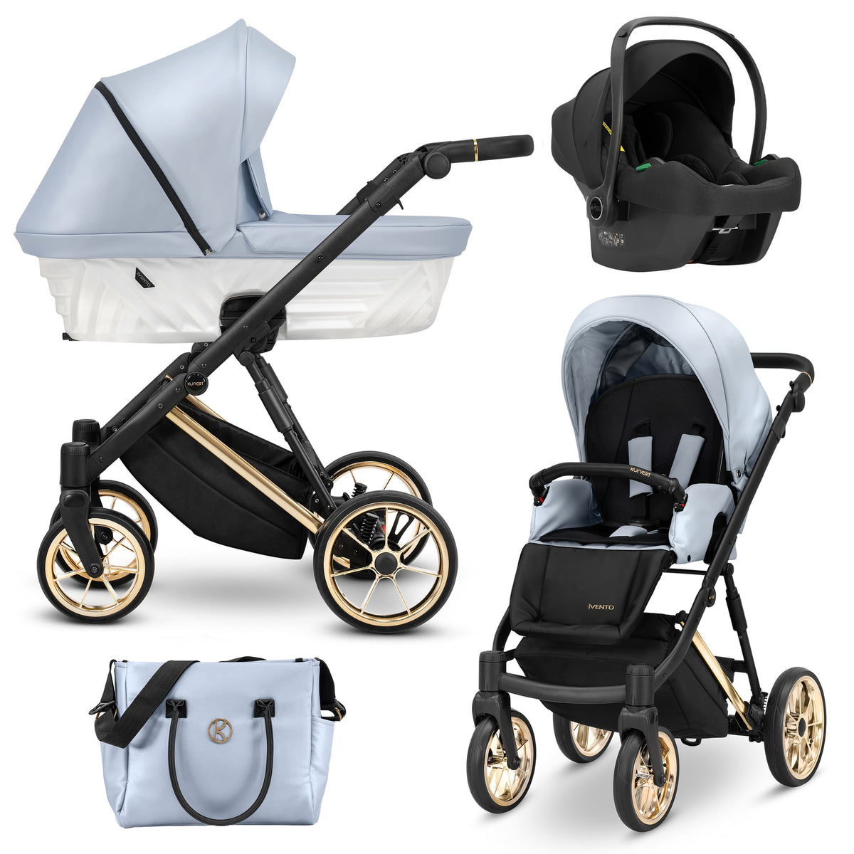 Kunert Ivento Premium 3-in-1 Stroller – Eco Baby Blue Metalic – image 1