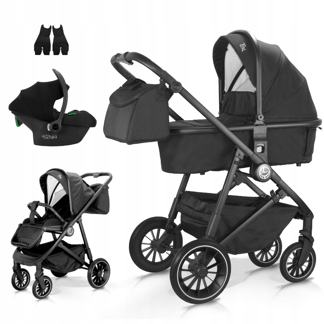 Milukids Tibi 3-in-1 Stroller – Black Electropolished – image 1