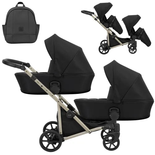 Kunert Brav Duo 2-in-1 Twin Stroller – Black – image 2