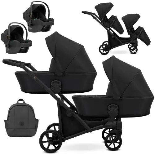 Kunert Brav Duo 3-in-1 Twin Stroller – Black – image 2