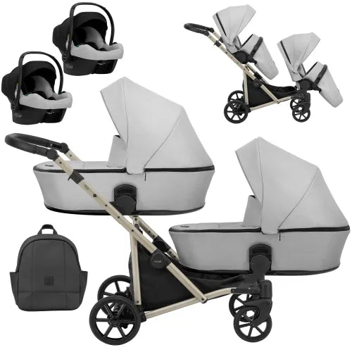 Kunert Brav Duo 3-in-1 Twin Stroller – BR-03 Grey – image 1