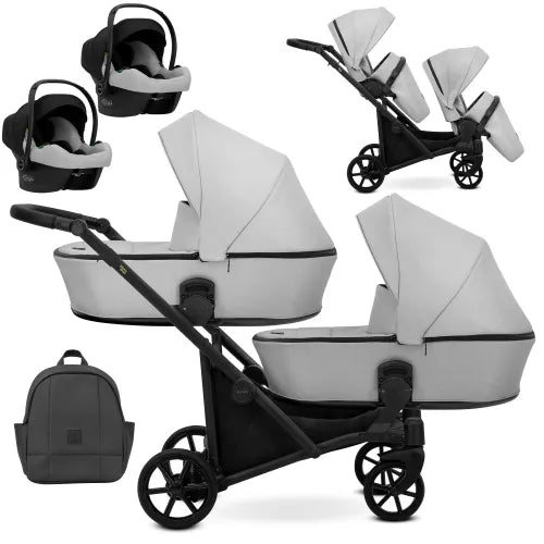 Kunert Brav Duo 3-in-1 Twin Stroller – BR-03 Grey – image 2