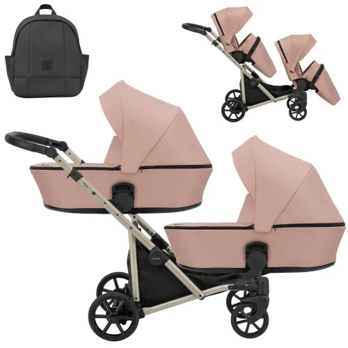 Kunert Brav Duo 2-in-1 Twin Stroller – Pink – image 2