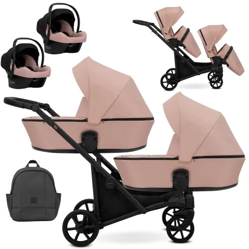 Kunert Brav Duo 3-in-1 Twin Stroller – Pink – image 2