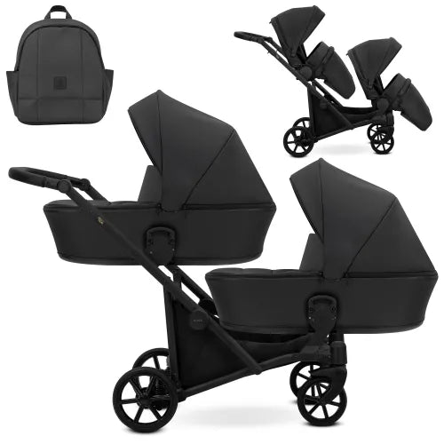 Kunert Brav Duo 2-in-1 Twin Stroller – Black – image 3