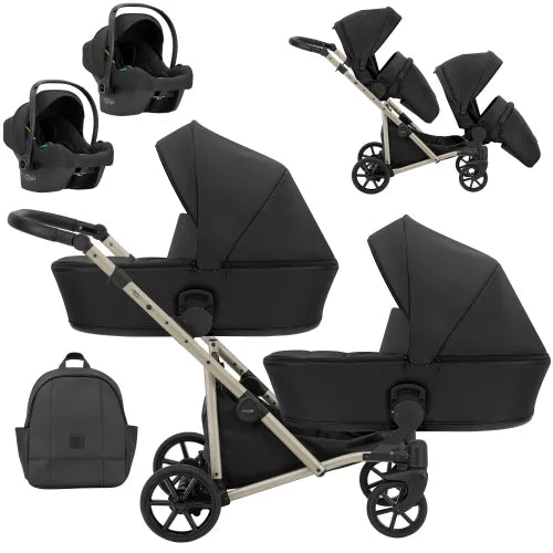Kunert Brav Duo 3-in-1 Twin Stroller – Black – image 3