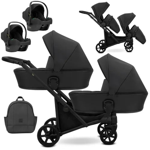 Kunert Brav Duo 3-in-1 Twin Stroller – Black – image 4