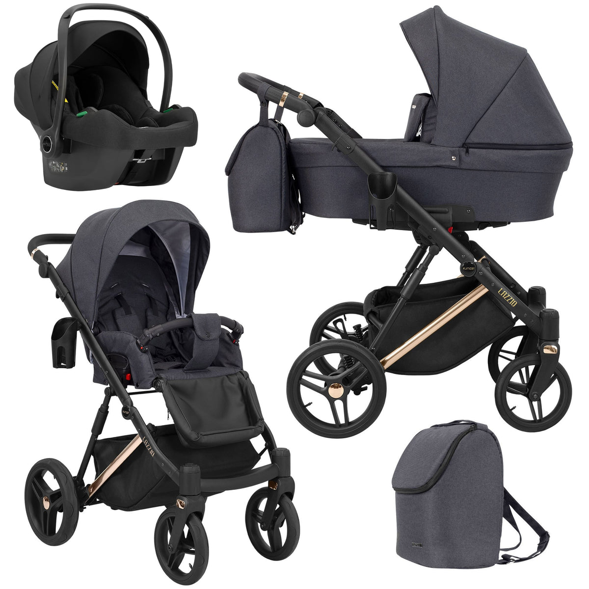 Kunert Lazzio Premium 3-in-1 Stroller – Anthracite – image 1