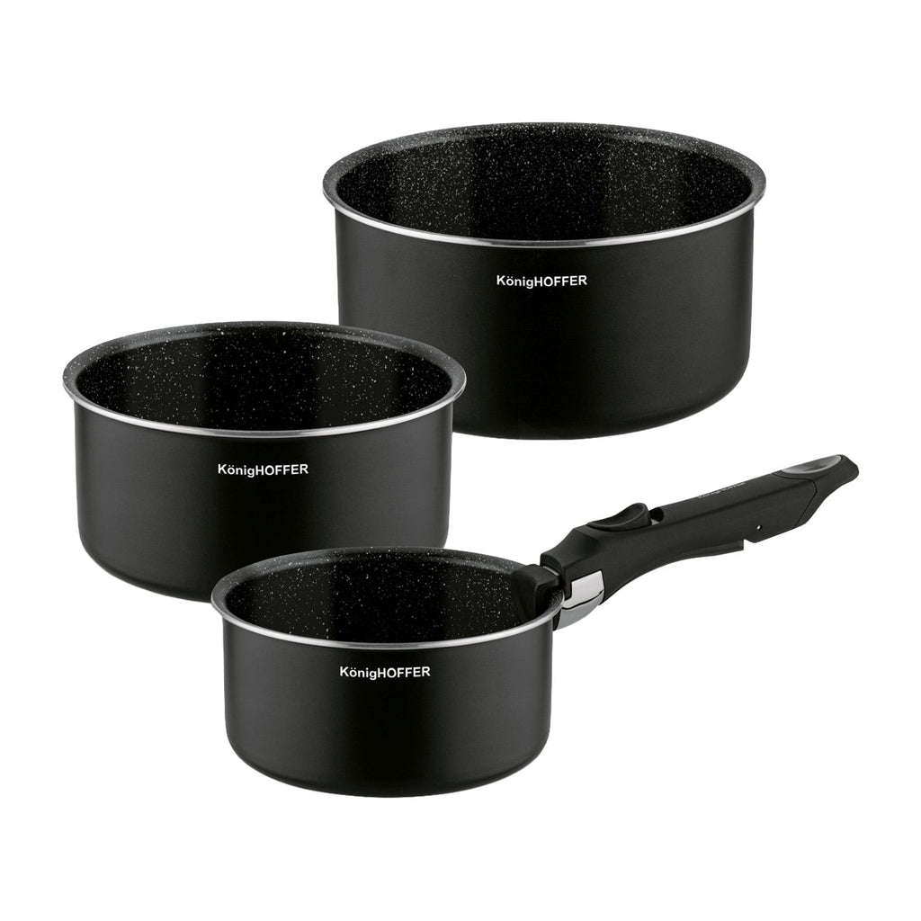 Konighoffer Spinel Black Cookware Set – 16/18/20 cm, Detachable Handle - photo 2