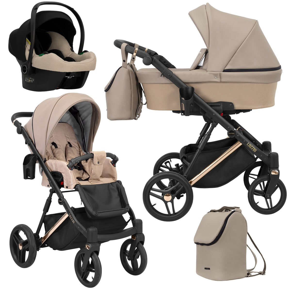 Kunert Lazzio Premium 3-in-1 Stroller – Cappuccino Eco – image 1