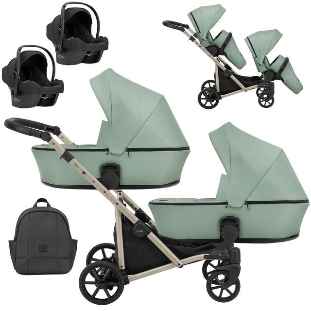 Kunert Brav Duo 3-in-1 Twin Stroller – Mint – image 1