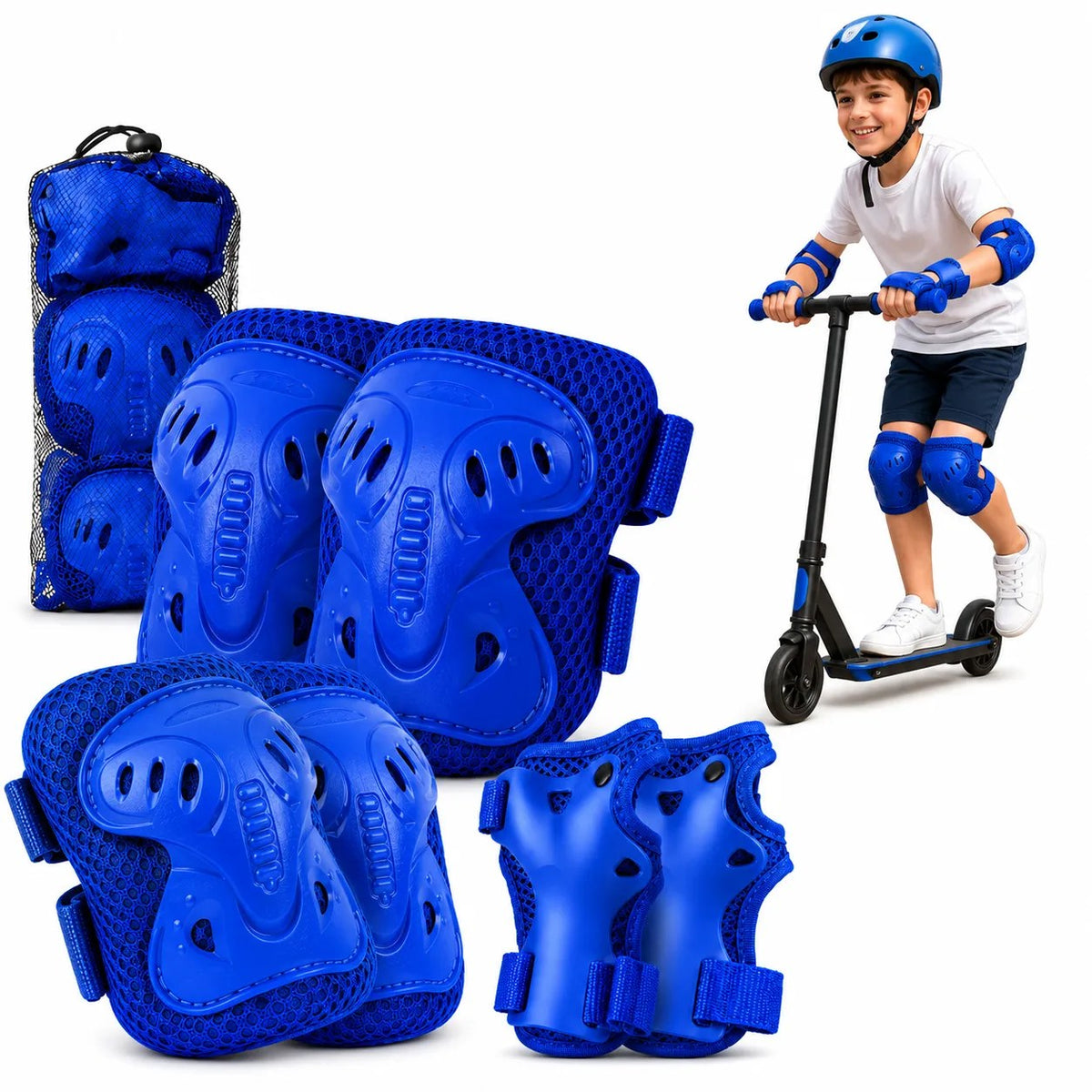 Kunert Kids protective gear set Niko 2, 6-piece: knee, elbow and wrist guards – blue