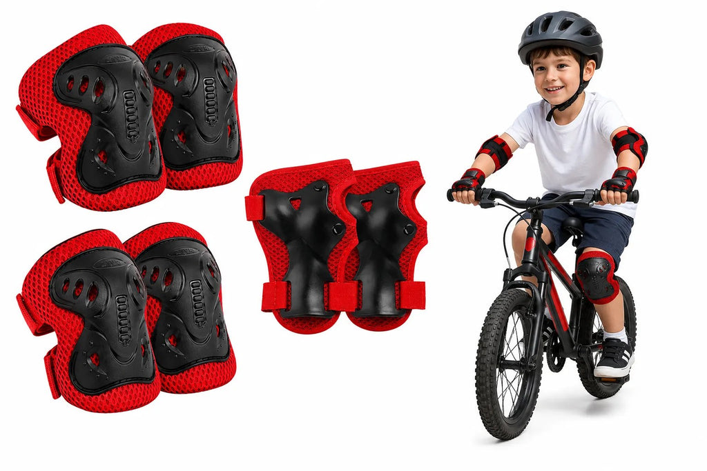 Kunert Kids protective gear set Tomi 2, 6-piece: knee, elbow and wrist guards – black-red
