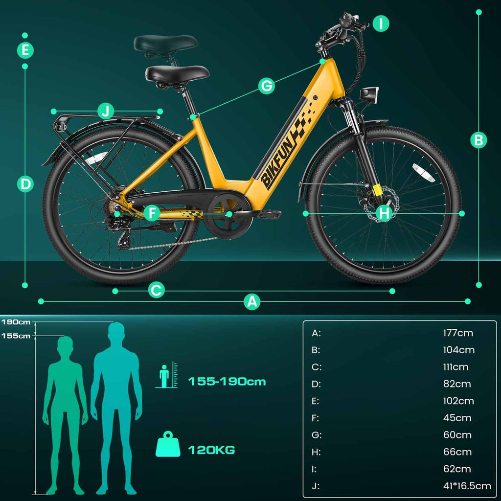 Bikfun AMAK00053 Women's Electric Bike 26" – Yellow - photo 14