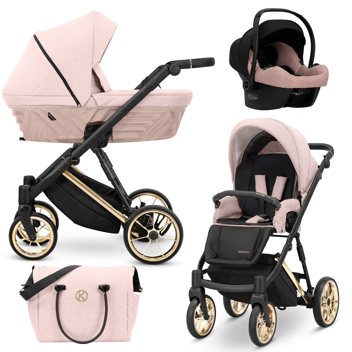 Kunert Ivento Premium 3-in-1 Stroller – Smoky Pink – image 1
