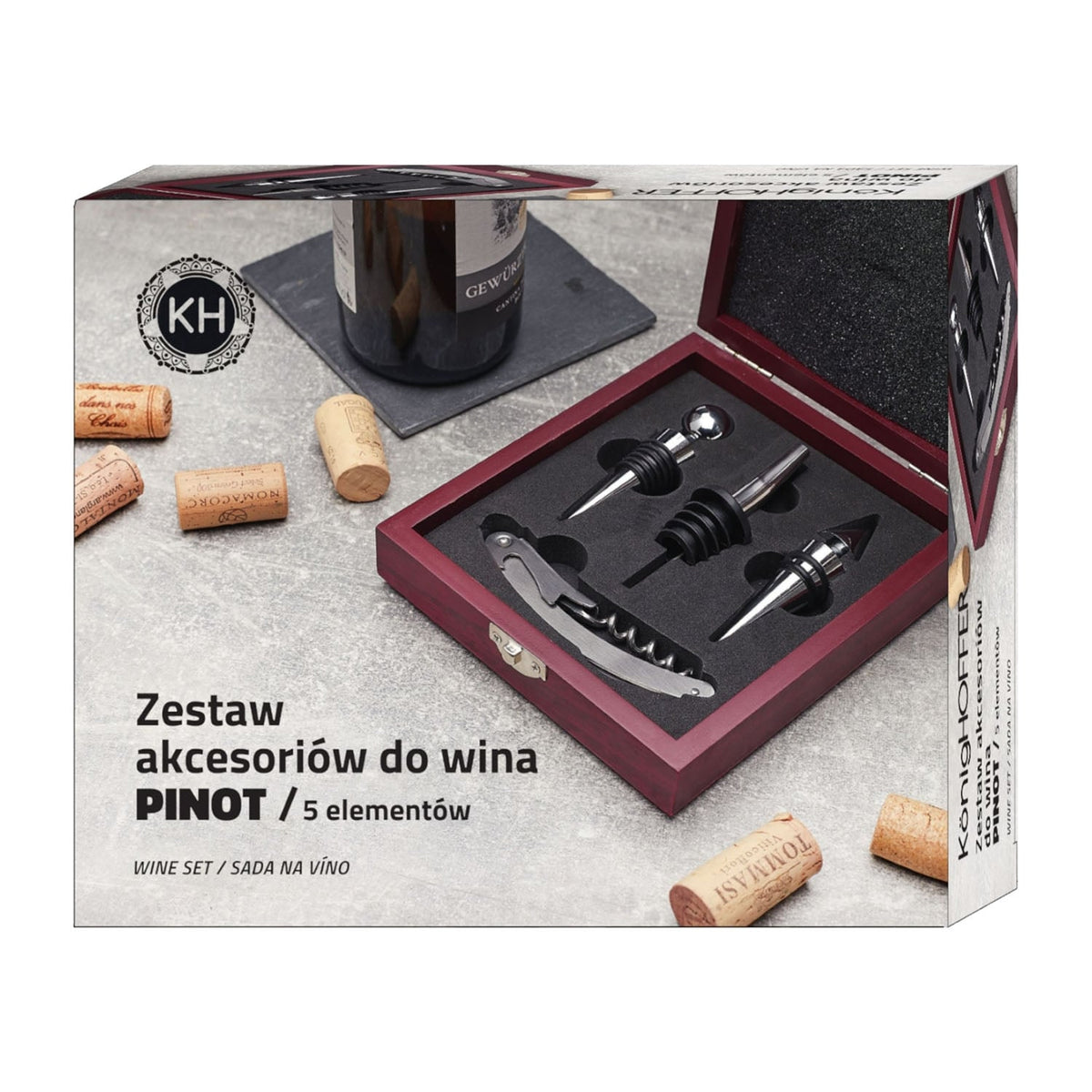 Konighoffer Pinot Wine Set – 5 Pieces in Wooden Gift Box - photo 3